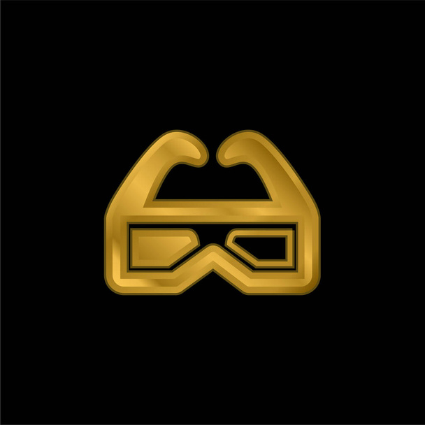 3d γυαλιά για Cinema επιχρυσωμένο μέταλλο εικονίδιο ή το λογότυπο διάνυσμα - Διάνυσμα, εικόνα