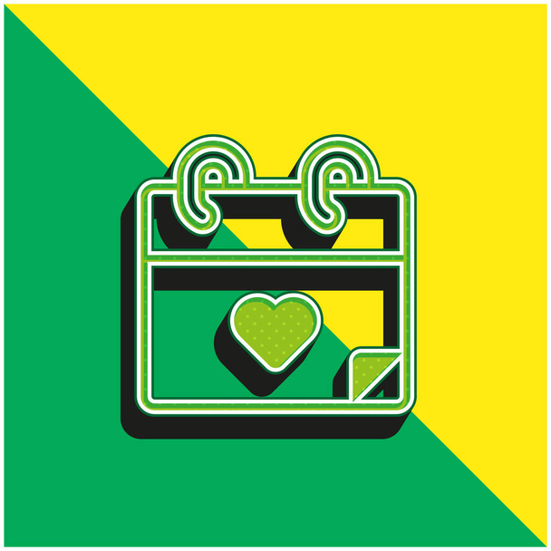 Vuosipäivä Vihreä ja keltainen moderni 3d vektori kuvake logo - Vektori, kuva