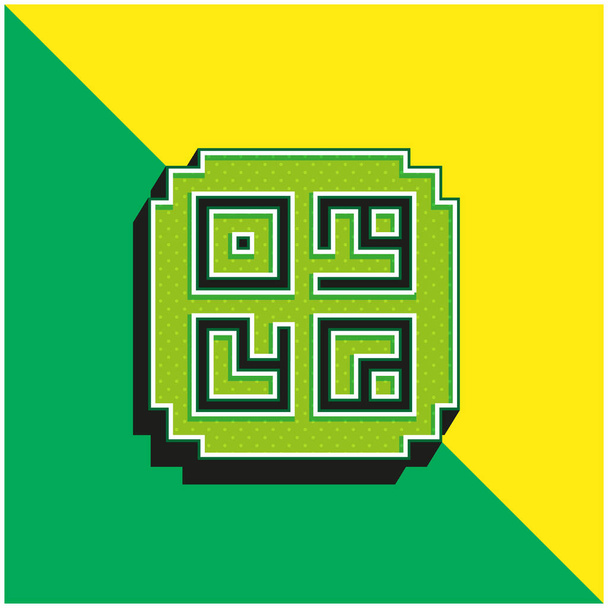 Čárový kód Zelené a žluté moderní 3D vektorové logo - Vektor, obrázek