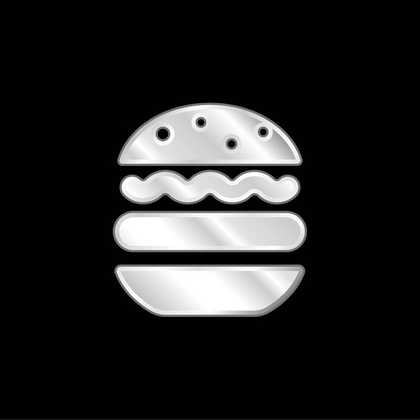 Большая серебряная металлическая икона гамбургера - Вектор,изображение