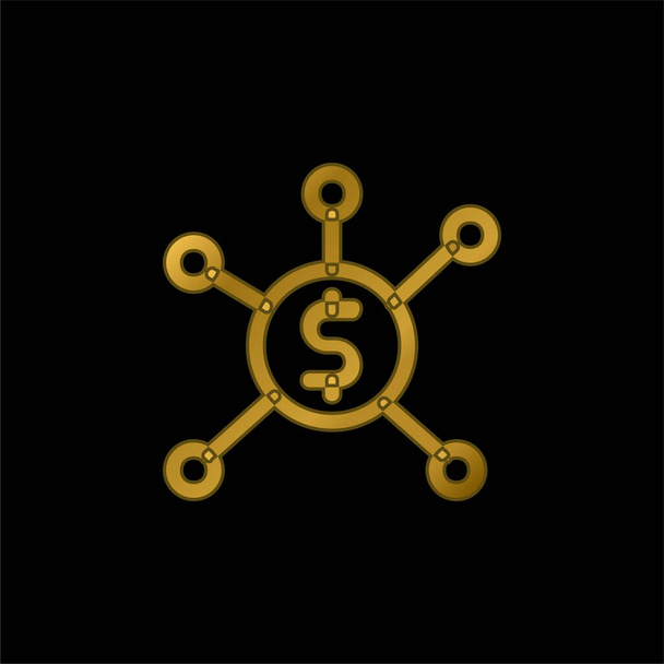 Pankkitoiminta kullattu metallinen kuvake tai logo vektori - Vektori, kuva