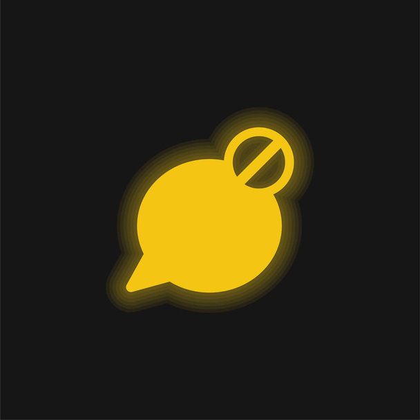 Bloco Speech Bubble amarelo brilhante ícone de néon - Vetor, Imagem