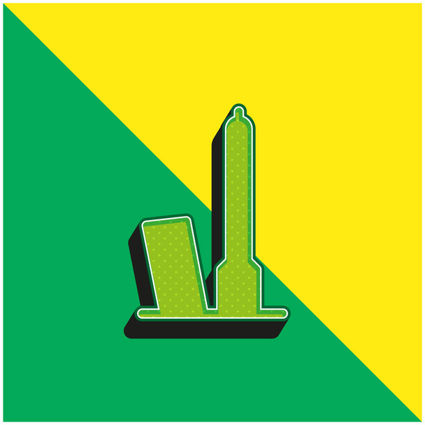 Bologna Zöld és sárga modern 3D vektor ikon logó - Vektor, kép