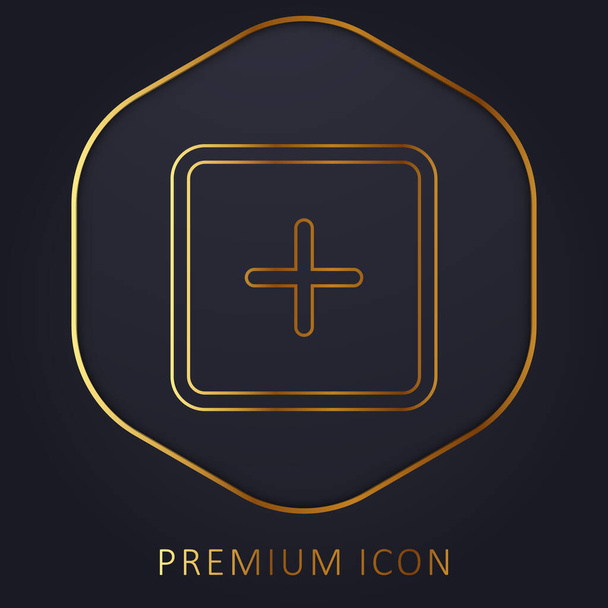 Añadir Square Outlined Interfaz Botón línea de oro logotipo premium o icono - Vector, Imagen