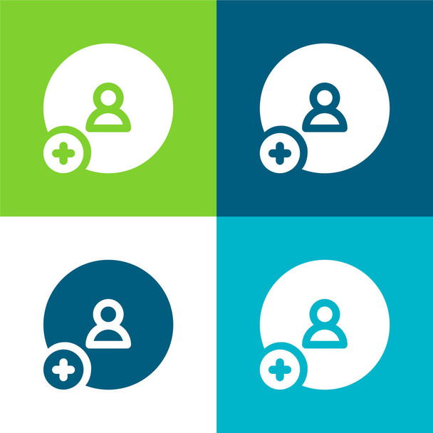 Adicionar Friend Flat quatro cores conjunto de ícones mínimos - Vetor, Imagem