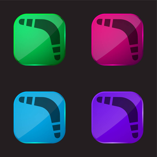 Boomerang icono de botón de cristal de cuatro colores - Vector, imagen