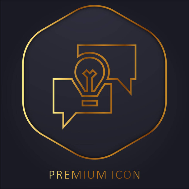 Brainstorming linha dourada logotipo premium ou ícone - Vetor, Imagem