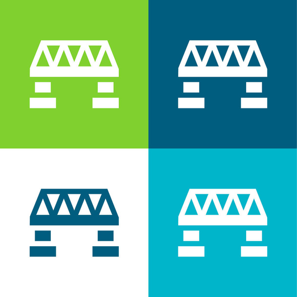 Bridge Flat čtyři barvy minimální ikona nastavena - Vektor, obrázek