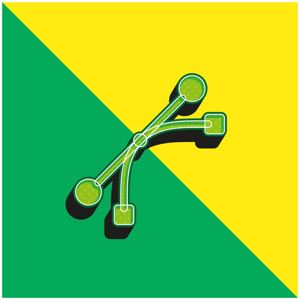 Logo moderne vectoriel 3d Bezier vert et jaune - Vecteur, image