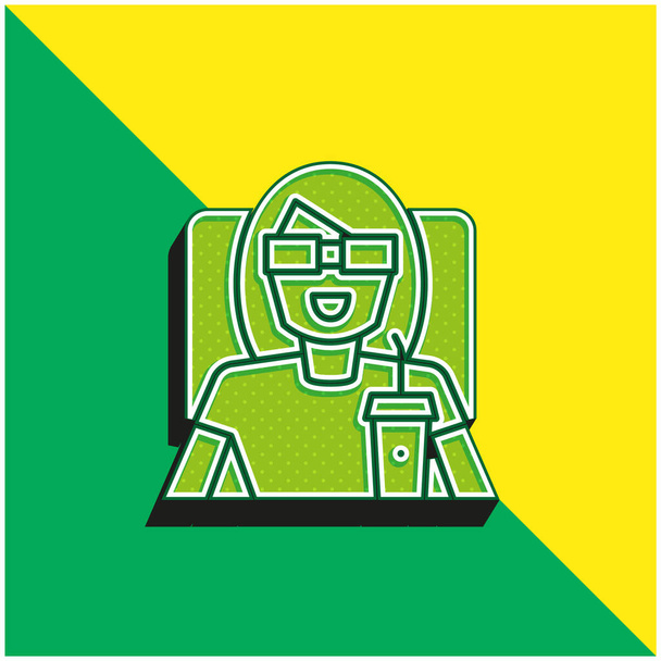 3D película verde y amarillo moderno vector 3d icono logo - Vector, imagen