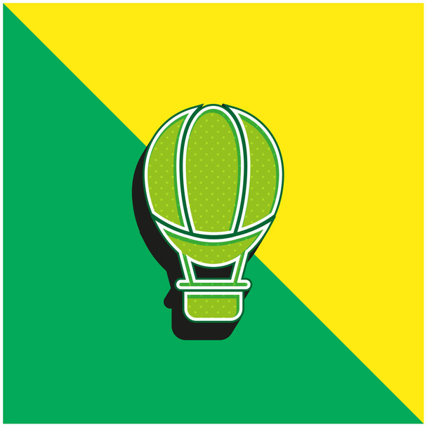 Air Balloon Logo icona vettoriale 3d moderna verde e gialla - Vettoriali, immagini