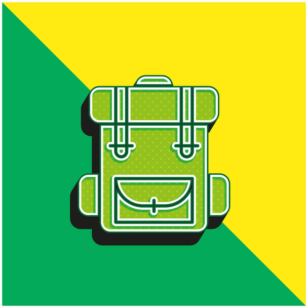 Sac à dos Logo vectoriel 3d moderne vert et jaune - Vecteur, image