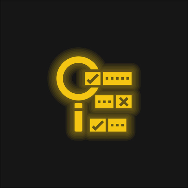 Wyszukiwanie logiczne żółty świecący neon ikona - Wektor, obraz