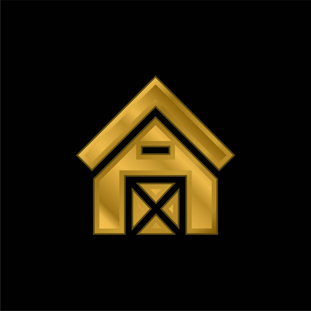Ahır altın kaplama metalik simge veya logo vektörü - Vektör, Görsel