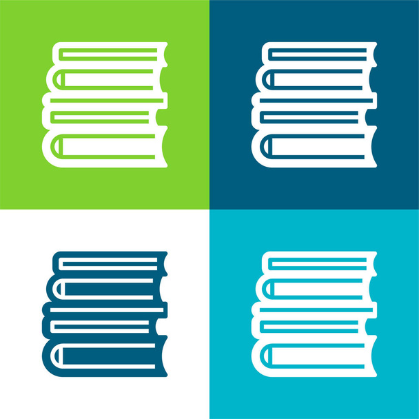 Libros Piso de cuatro colores mínimo icono conjunto - Vector, Imagen