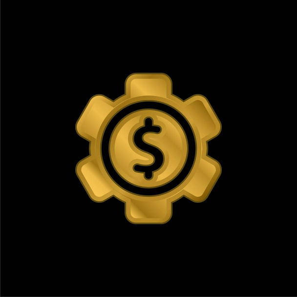 Configurações bancárias banhado a ouro ícone metálico ou vetor logotipo - Vetor, Imagem
