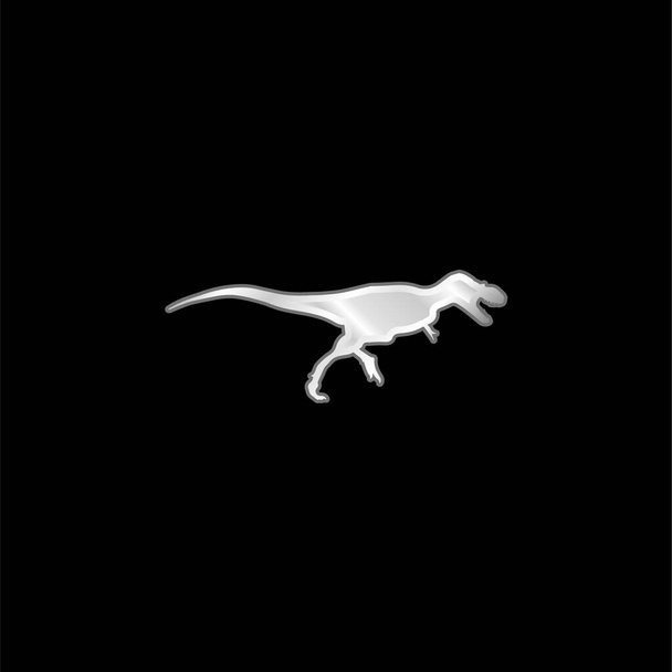 Albertosaurus Dinozor Yan Görünümü Gümüş kaplama metalik simge - Vektör, Görsel