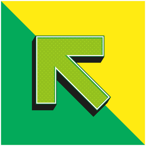 стрелка указывая в верхнем левом углу зеленый и желтый современный 3D логотип векторной иконки - Вектор,изображение