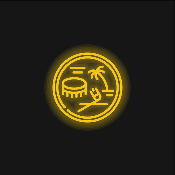 Dollar Samoan américain jaune néon brillant icône - Vecteur, image