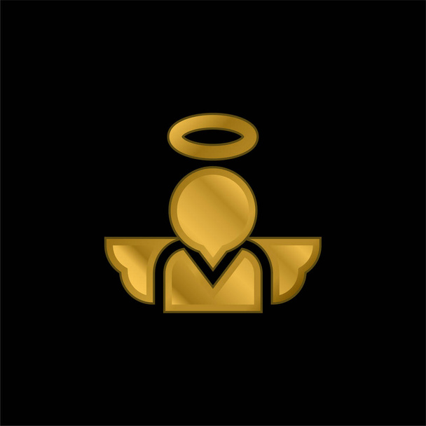 Ángel chapado en oro icono metálico o logo vector - Vector, Imagen