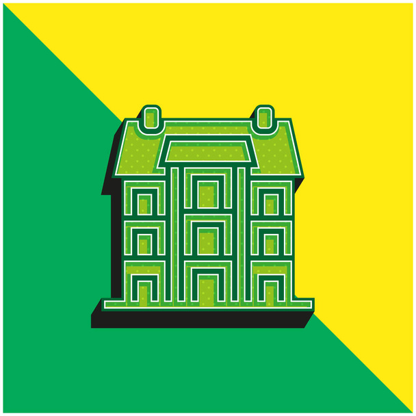 Апартамент Зелений і жовтий сучасний 3d векторний логотип. - Вектор, зображення
