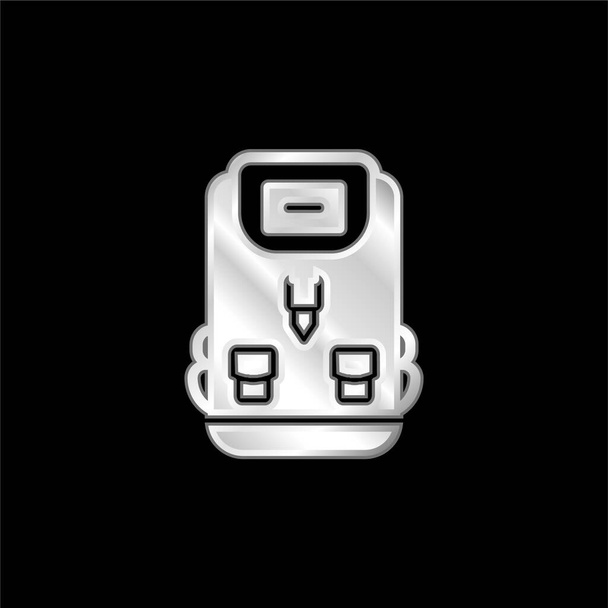 Mochila plateado icono metálico - Vector, imagen