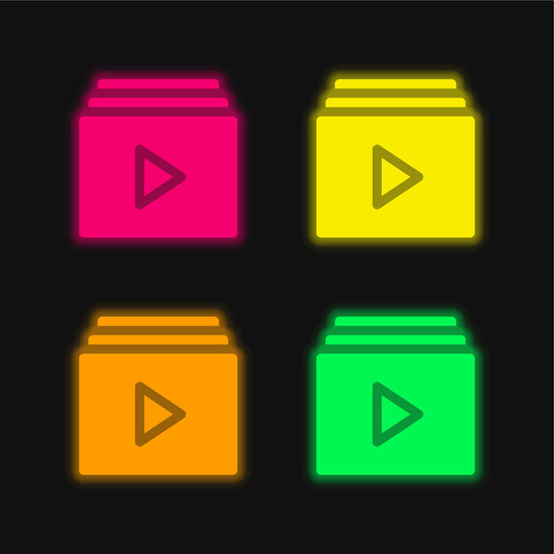 Άλμπουμ τεσσάρων χρωμάτων λαμπερό εικονίδιο διάνυσμα νέον - Διάνυσμα, εικόνα