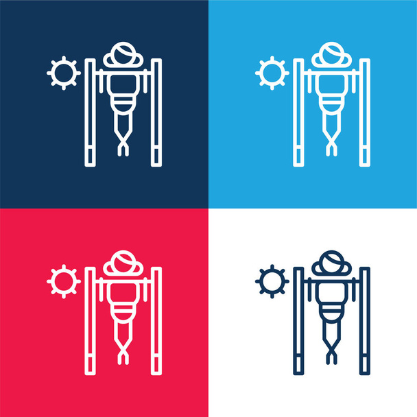 Barre bleue et rouge ensemble d'icônes minimales quatre couleurs - Vecteur, image