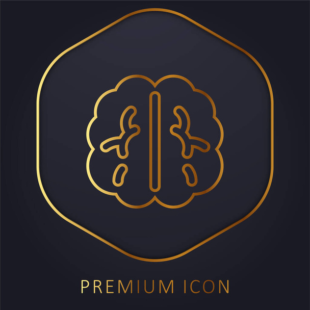 Cerveau ligne d'or logo premium ou icône - Vecteur, image