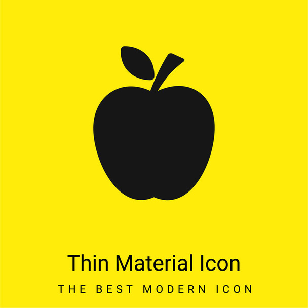 Apple μαύρη σιλουέτα με ένα ελάχιστο φύλλο φωτεινό κίτρινο εικονίδιο υλικού - Διάνυσμα, εικόνα