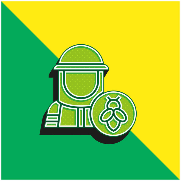 Apicultor verde y amarillo moderno vector 3d icono del logotipo - Vector, imagen
