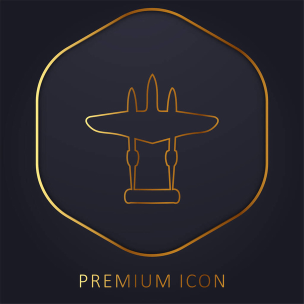 Airplane Black Shape golden line premium logo or icon - Vector, Image