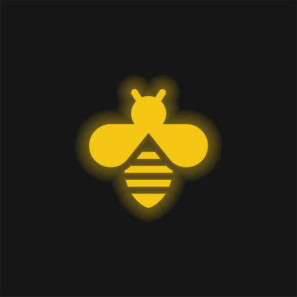 Icona al neon giallo api incandescente - Vettoriali, immagini
