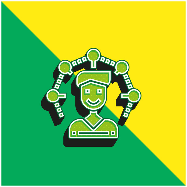 Admin verde y amarillo moderno vector 3d icono del logotipo - Vector, Imagen