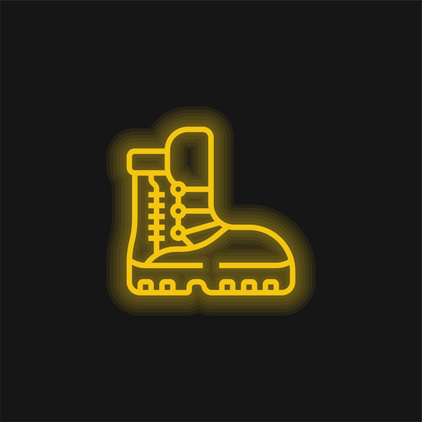 Μπότες κίτρινο λαμπερό νέον εικονίδιο - Διάνυσμα, εικόνα