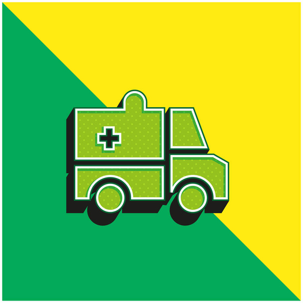 Ambulans Yeşil ve Sarı Modern 3D vektör simgesi logosu - Vektör, Görsel