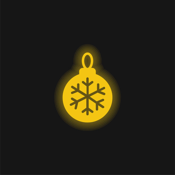 Icône néon jaune Bauble brillant - Vecteur, image