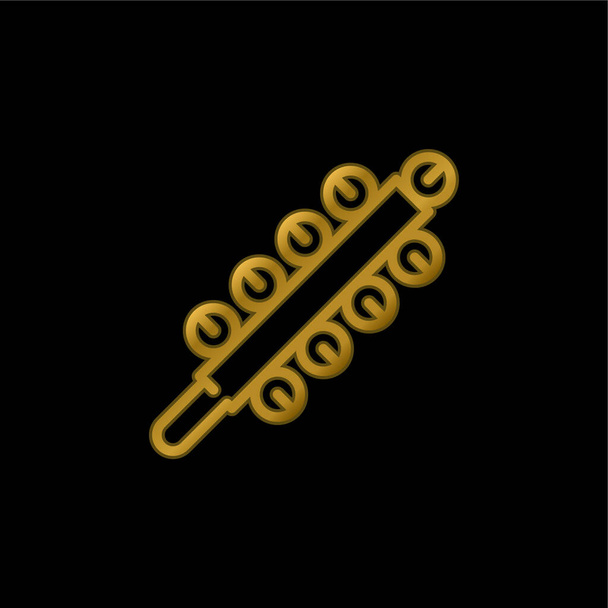 Campanas chapado en oro icono metálico o logo vector - Vector, imagen