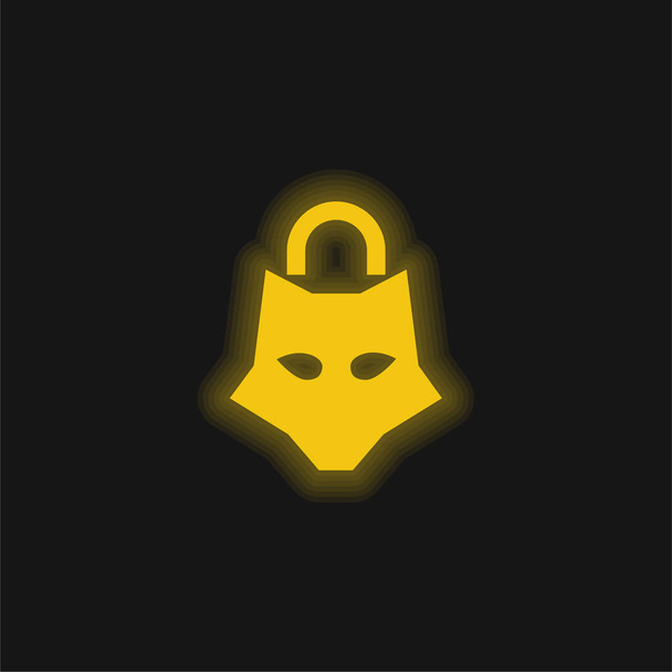 Animal candado amarillo brillante icono de neón - Vector, Imagen
