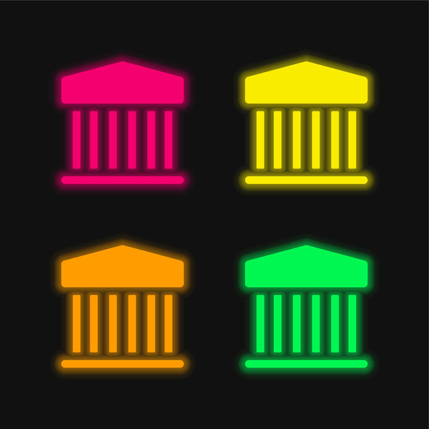 Банк четырехцветный светящийся неоновый вектор - Вектор,изображение