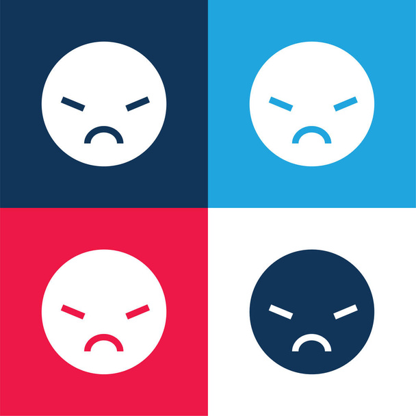 Angry blue and red four color minimal icon set - Vector, Image