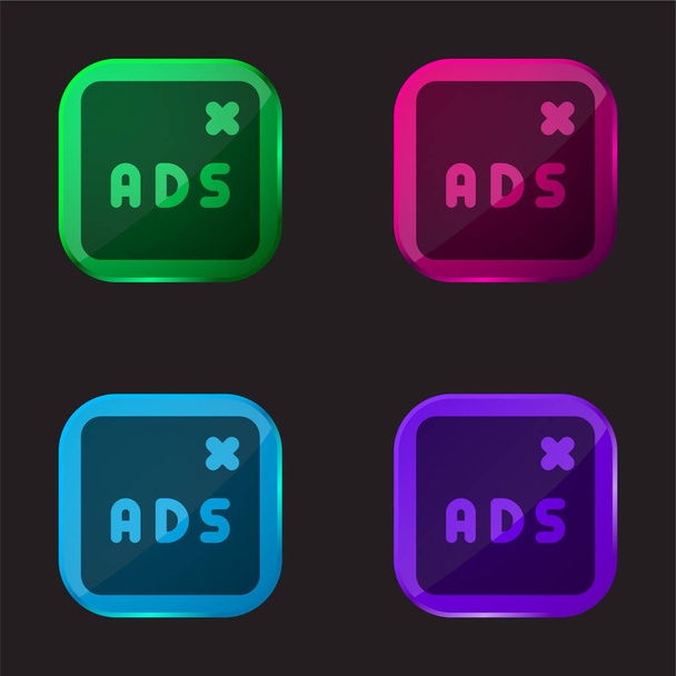Blokované čtyři barevné sklo ikona - Vektor, obrázek