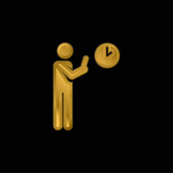 Tiempo de llegada chapado en oro icono metálico o vector de logotipo - Vector, Imagen