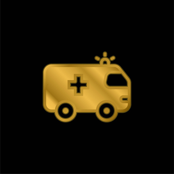 Ασθενοφόρο επίχρυσο μεταλικό εικονίδιο ή φορέας λογότυπου - Διάνυσμα, εικόνα