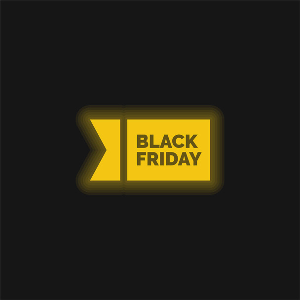 Fekete péntek sárga izzó neon ikon - Vektor, kép