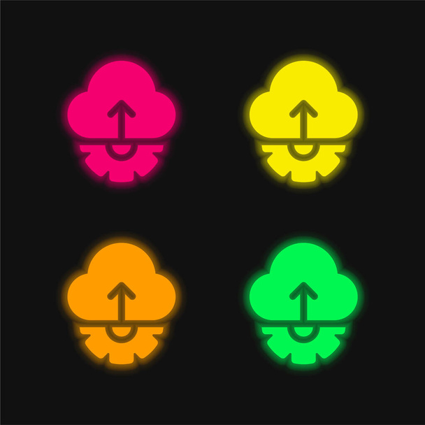 Api quattro colori luminosi icona vettoriale al neon - Vettoriali, immagini