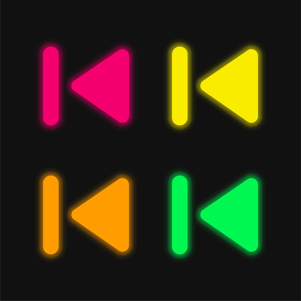 Visszafelé nyomvonal négy szín izzó neon vektor ikon - Vektor, kép