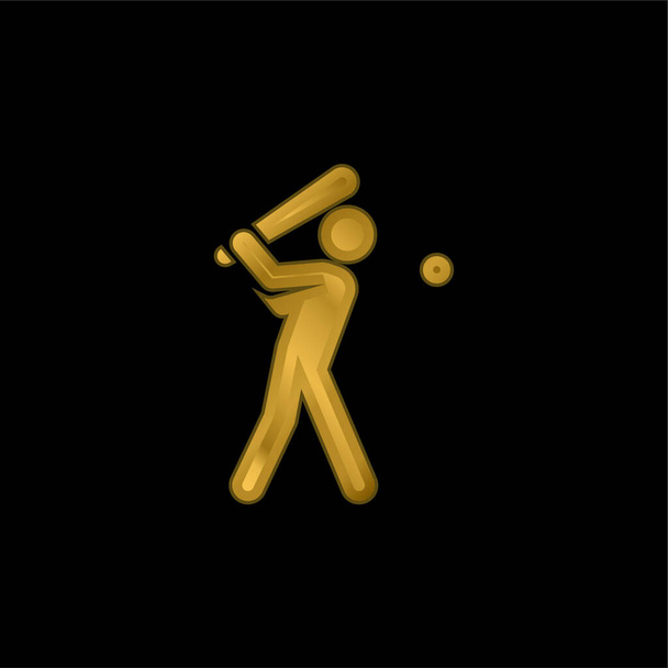 野球ゴールドメッキ金属アイコンまたはロゴベクトル - ベクター画像