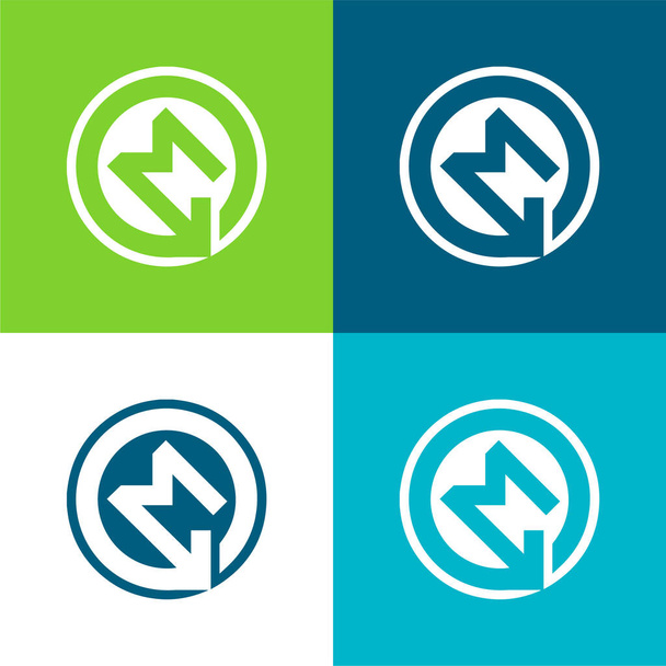 BKV Metro Logo Flat four color minimal icon set - Vector, Image