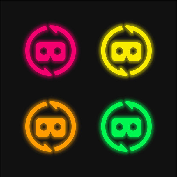 Ar occhiali quattro colori luminosi icona vettoriale al neon - Vettoriali, immagini